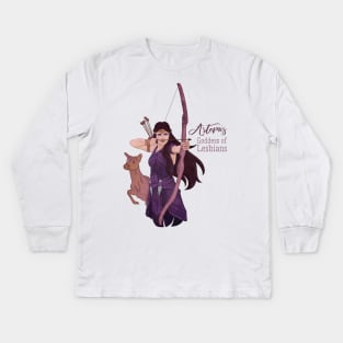 Artemis, Goddess of Lesbians Kids Long Sleeve T-Shirt